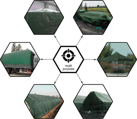 CARTMAN 8x10Ft Multipurpose Waterproof Poly Tarp Cover 8 Mil, Green