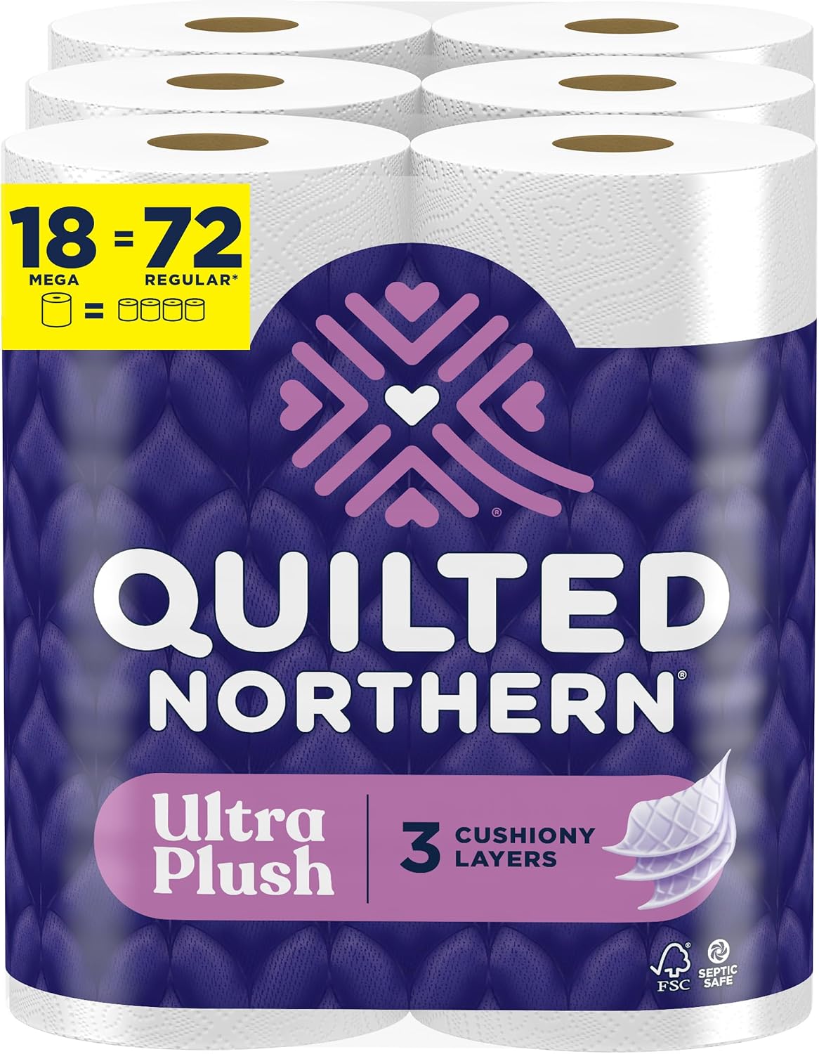 Quilted Northern Toilet Paper, Ultra Plush 18 Mega Rolls, Bath Tissue