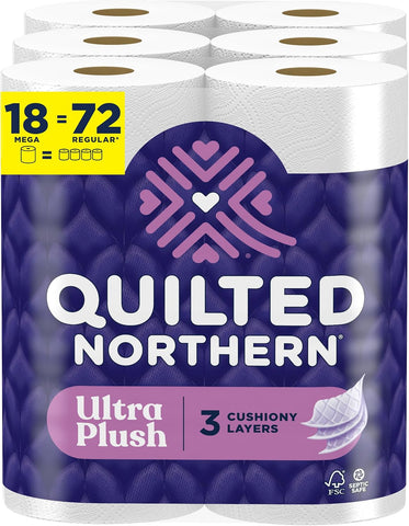 Quilted Northern Toilet Paper, Ultra Plush 18 Mega Rolls, Bath Tissue