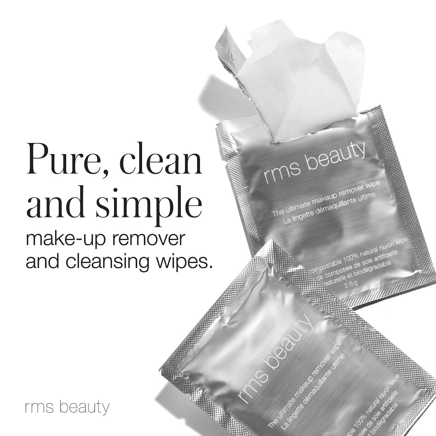 RMS Beauty The Ultimate Makeup Remover Wipes- Gentle Facial Cleansing Cloths with Moisturizing Organic Coconut Oil on Cotton Wipes, Cleanse Without Irritation & Safe Near Delicate Eye Area (20 Count)