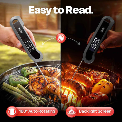 0.3 Sec Instant Read Meat Thermometer Digital for Cooking, Grey