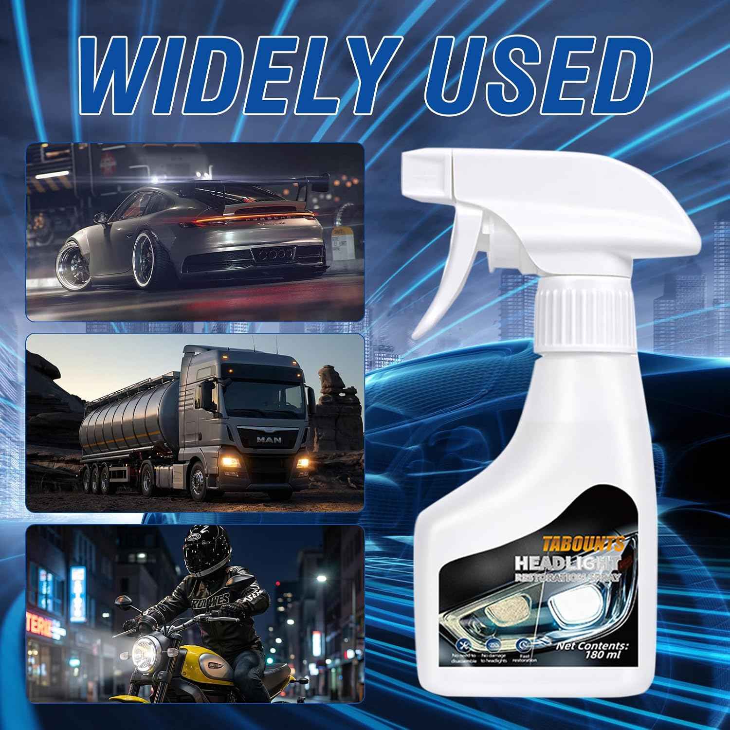 Headlight Restoration Kit, Automotive Headlight Cleaner and Yellowed Head Light Restoring Kit,Helps Clear Dull & Oxidized Lenses,Suitable for All Vehicle Headlamps