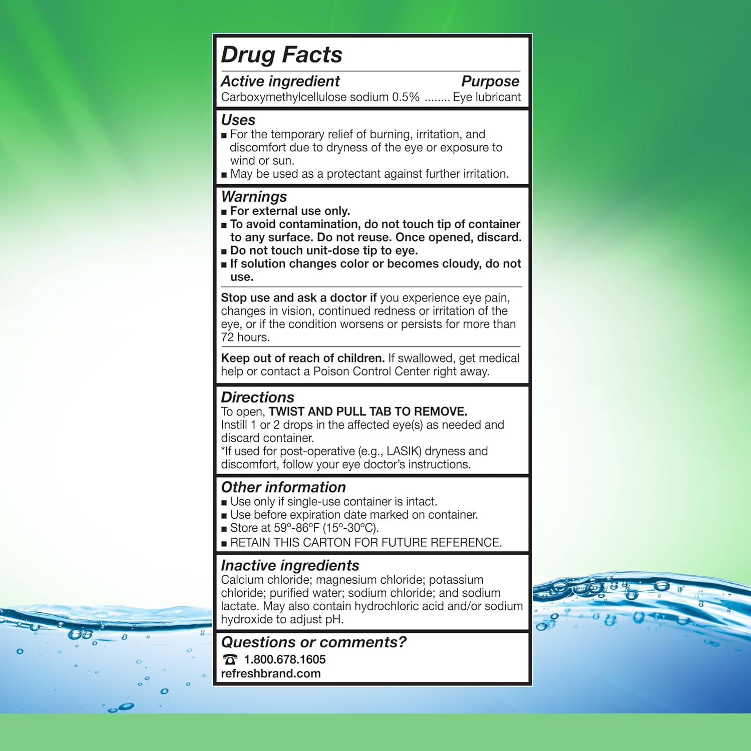 REFRESH PLUS Lubricant Eye Drops Preservative-Free Artificial Tears, 0.01 fl oz (0.4 mL), 70 Single-Use Containers