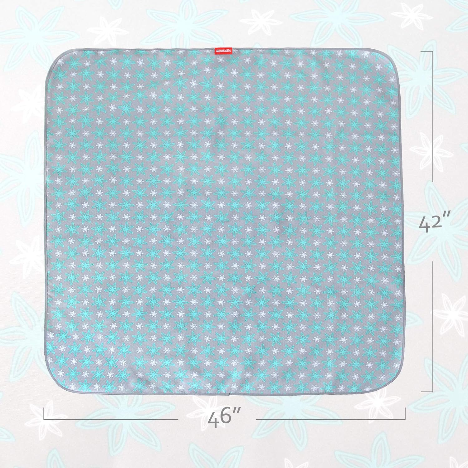 Splat Mat Under High Chair Mat for Baby's Mealtime,Green Flower, 42x46Inch