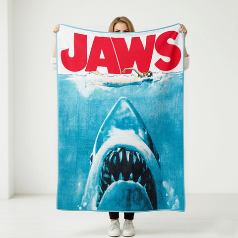 Silver Buffalo Jaws Movie Poster 45" x 60" Fleece Throw, Soft and Cozy Blanket, 250 GSM