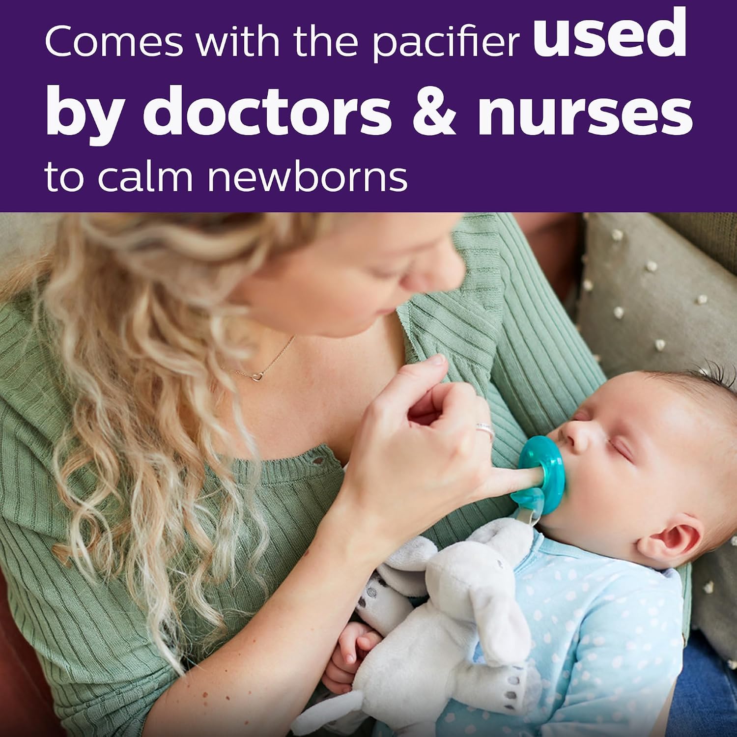 Philips Avent Soothie Snuggle Pacifier Holder with Detachable Pacifier, 0m+