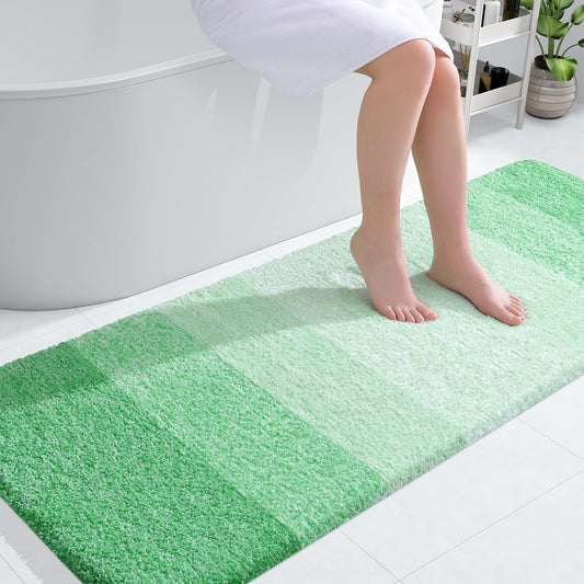 OLANLY Bathroom Rug Mat 59x24, Extra Soft and Absorbent Microfiber Bath Rugs, Non-Slip Plush Shaggy Bath Carpet Runner, Machine Wash Dry, Bath Mats for Bathroom Floor, Tub and Shower, Green