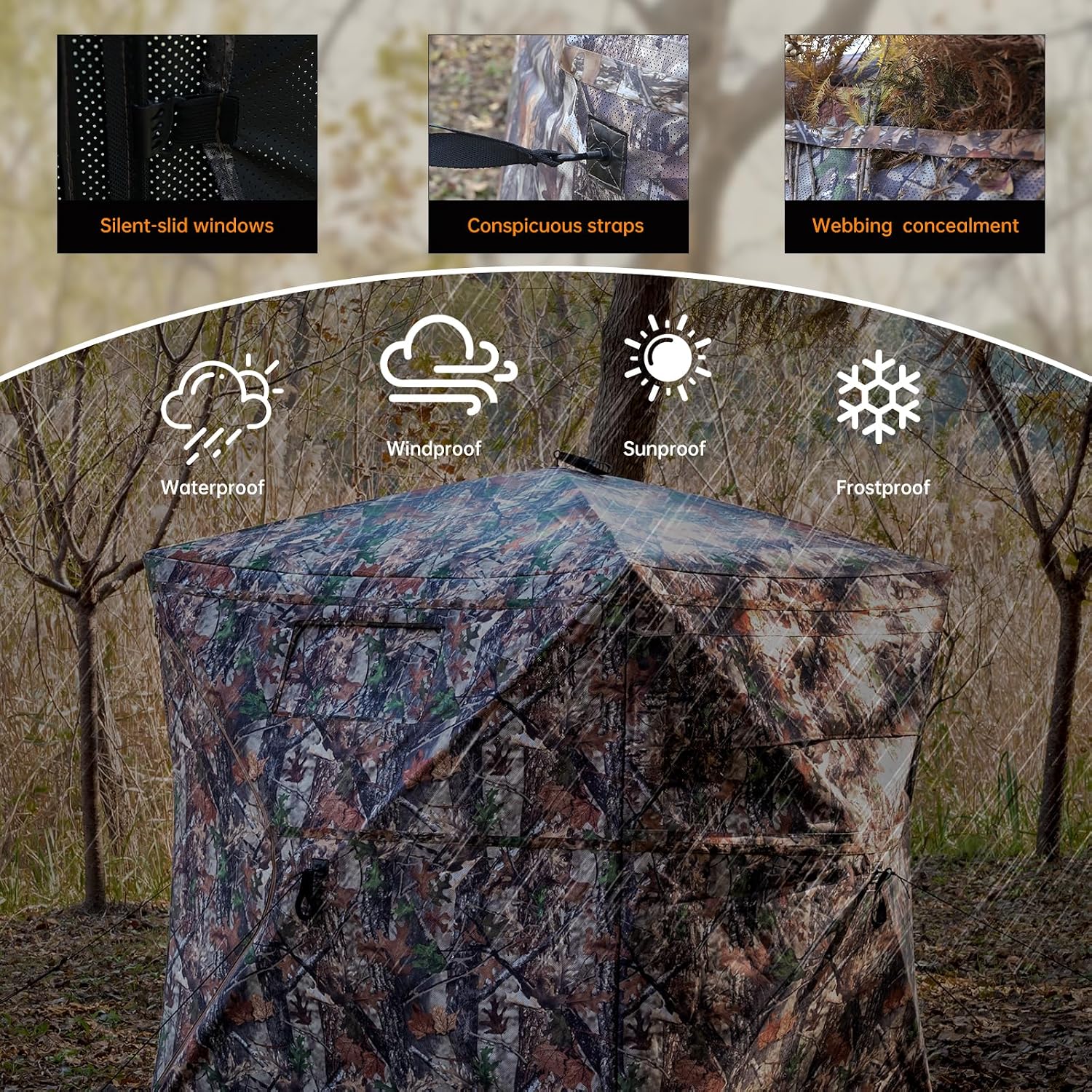 360/270 Degree See Through Hunting Blind, Pop Up Ground Blind