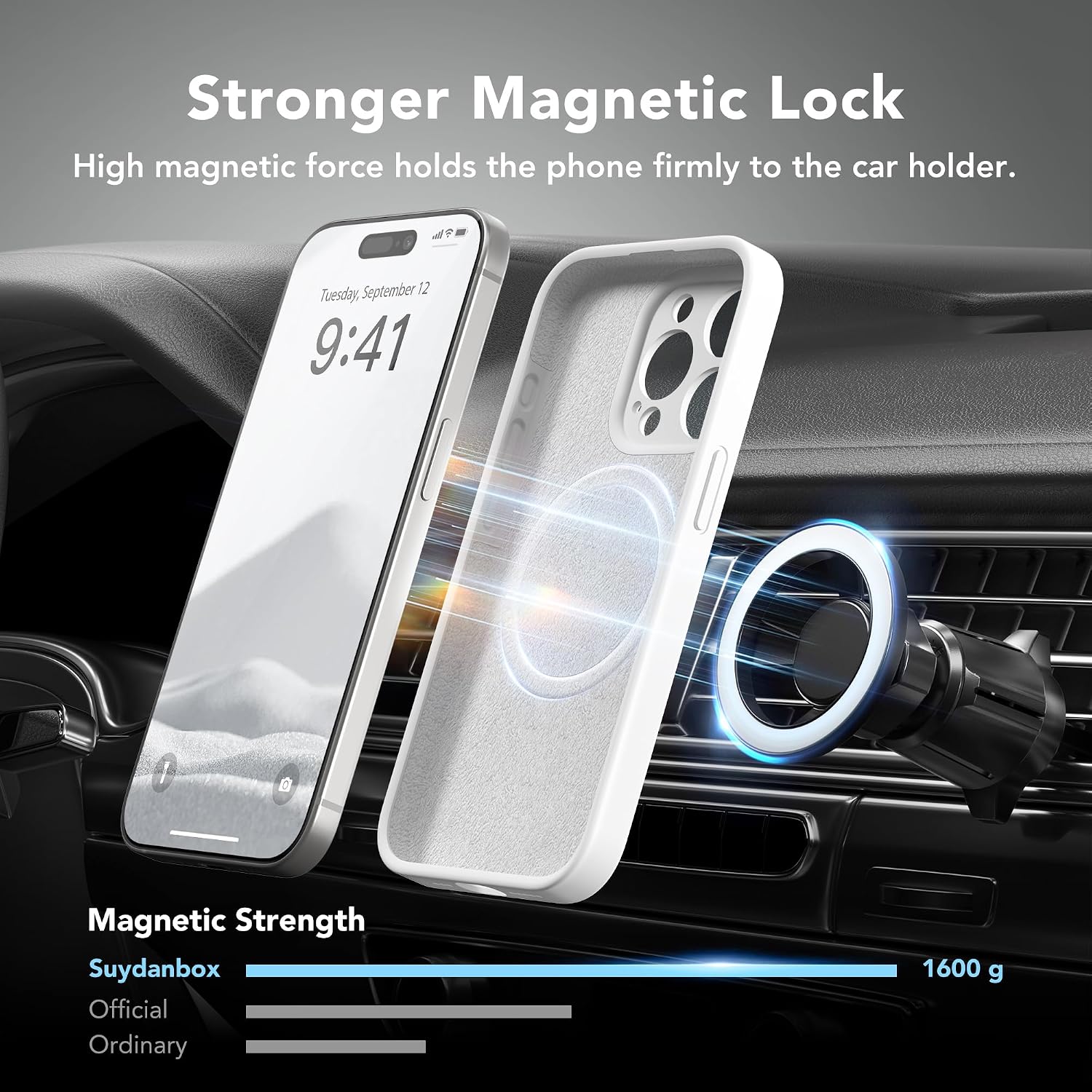 Magnetic for iPhone 15 Pro Max Case Silicone White
