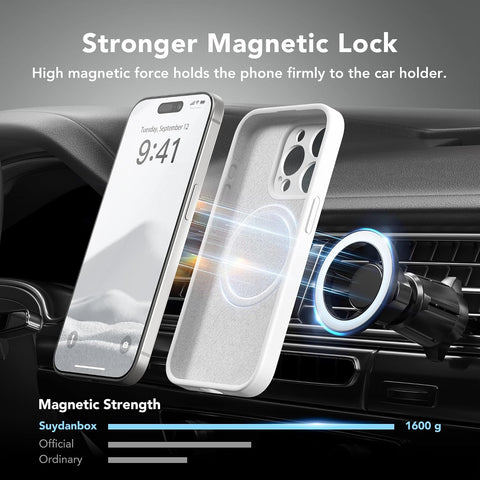 Magnetic for iPhone 15 Pro Max Case Silicone White