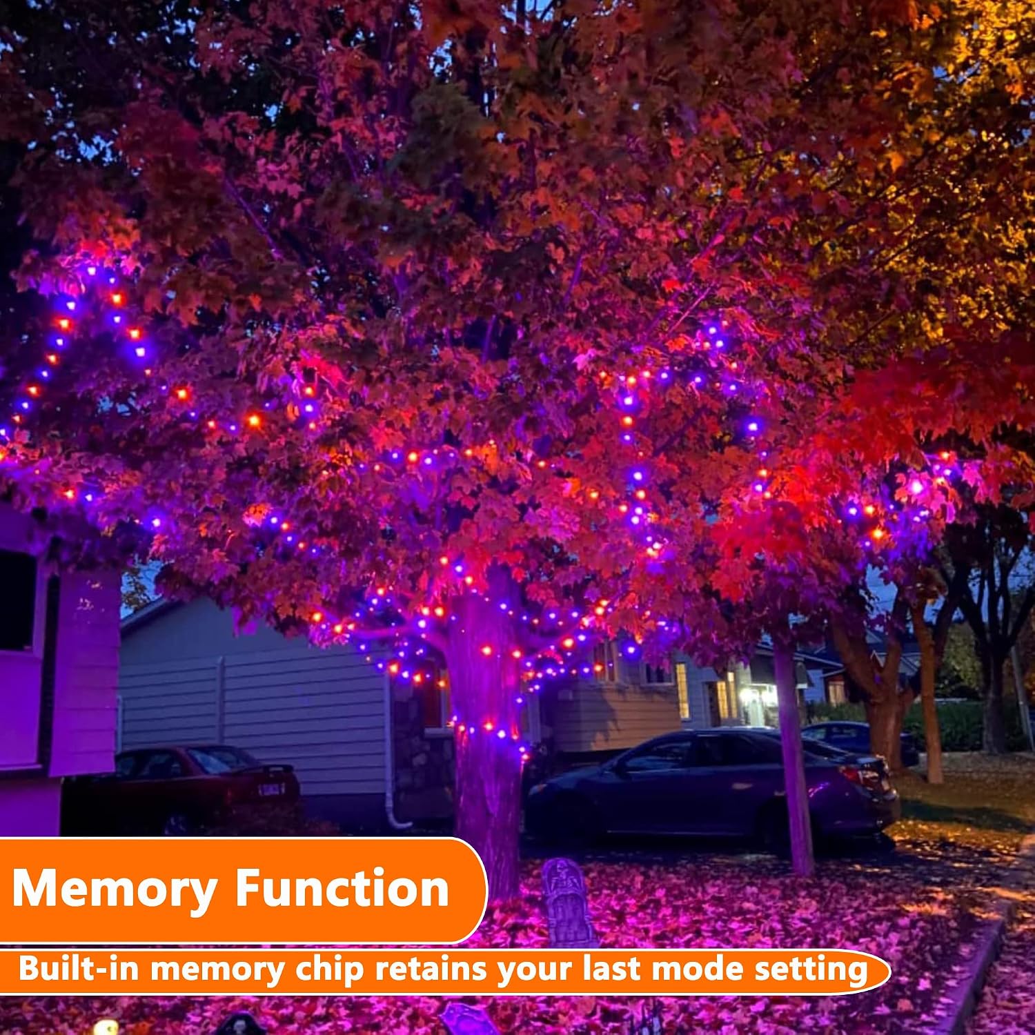 Joomer Orange Purple Halloween Lights, 100FT 300LED Plug-in String Lights