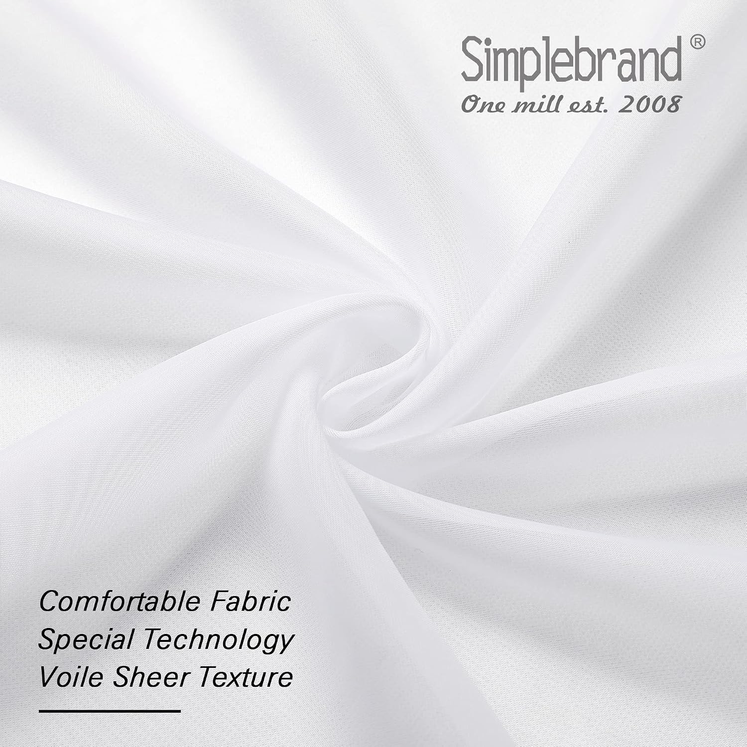 Simplebrand Sheer White Curtains 108 Inches Long, Extra Long Rod Pocket Solid Color Window Sheer Curtain Panels, Elegant Curtains & Drapes for Living Room, Bedroom 2 Panels (White, 42" W x 108" L)