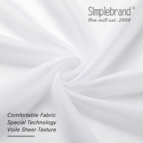 Simplebrand Sheer White Curtains 108 Inches Long, Extra Long Rod Pocket Solid Color Window Sheer Curtain Panels, Elegant Curtains & Drapes for Living Room, Bedroom 2 Panels (White, 42" W x 108" L)