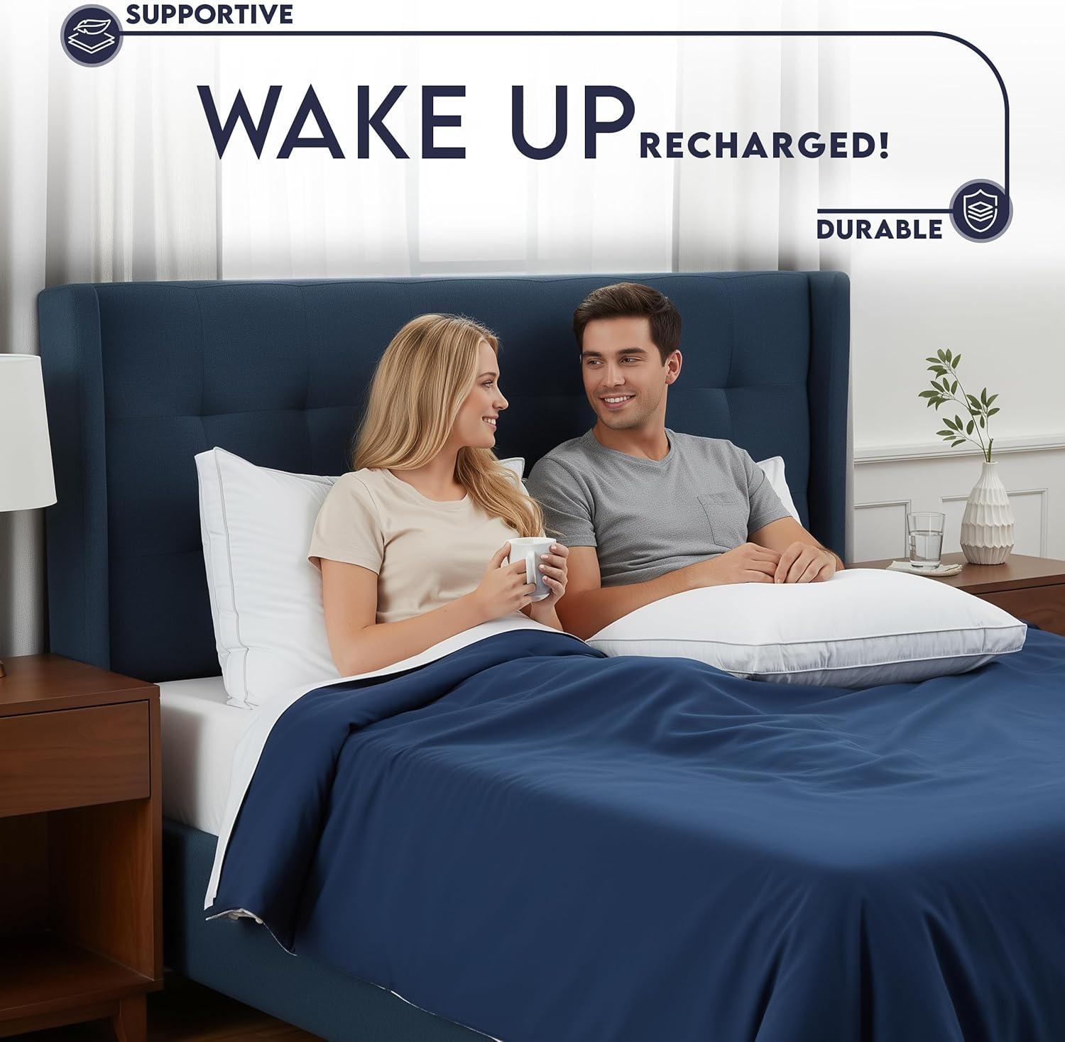 Utopia Bedding Gusset Bed Pillow, Hotel Pillows Queen Size Set of 2, White