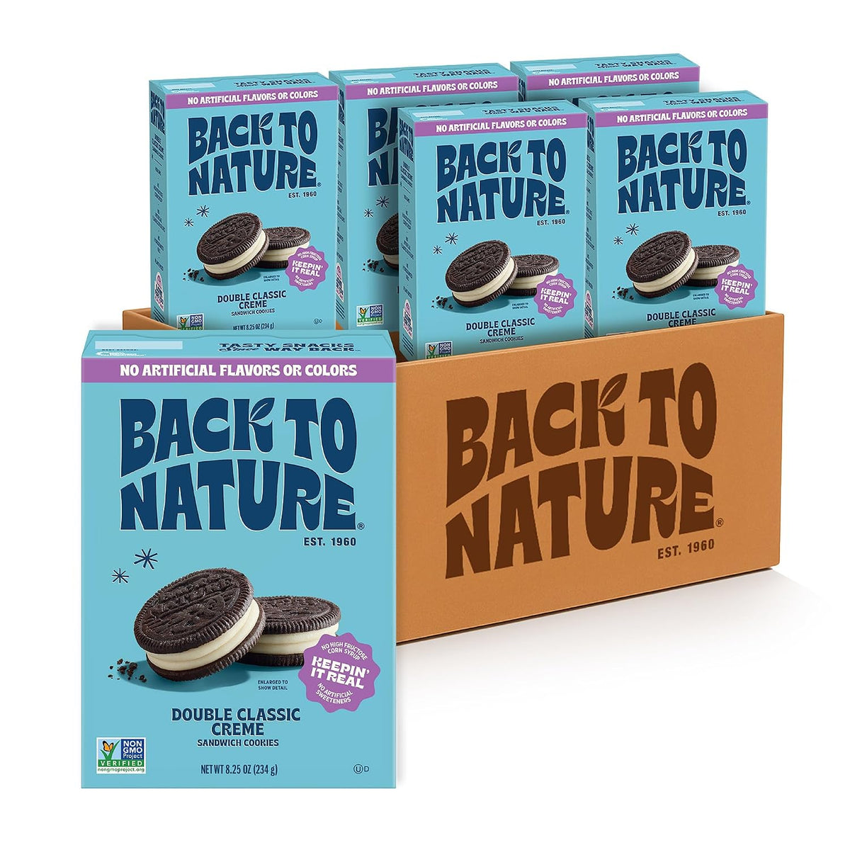 Back to Nature Double Classic Creme Sandwich Cookies, Plant Based Snack 6pk