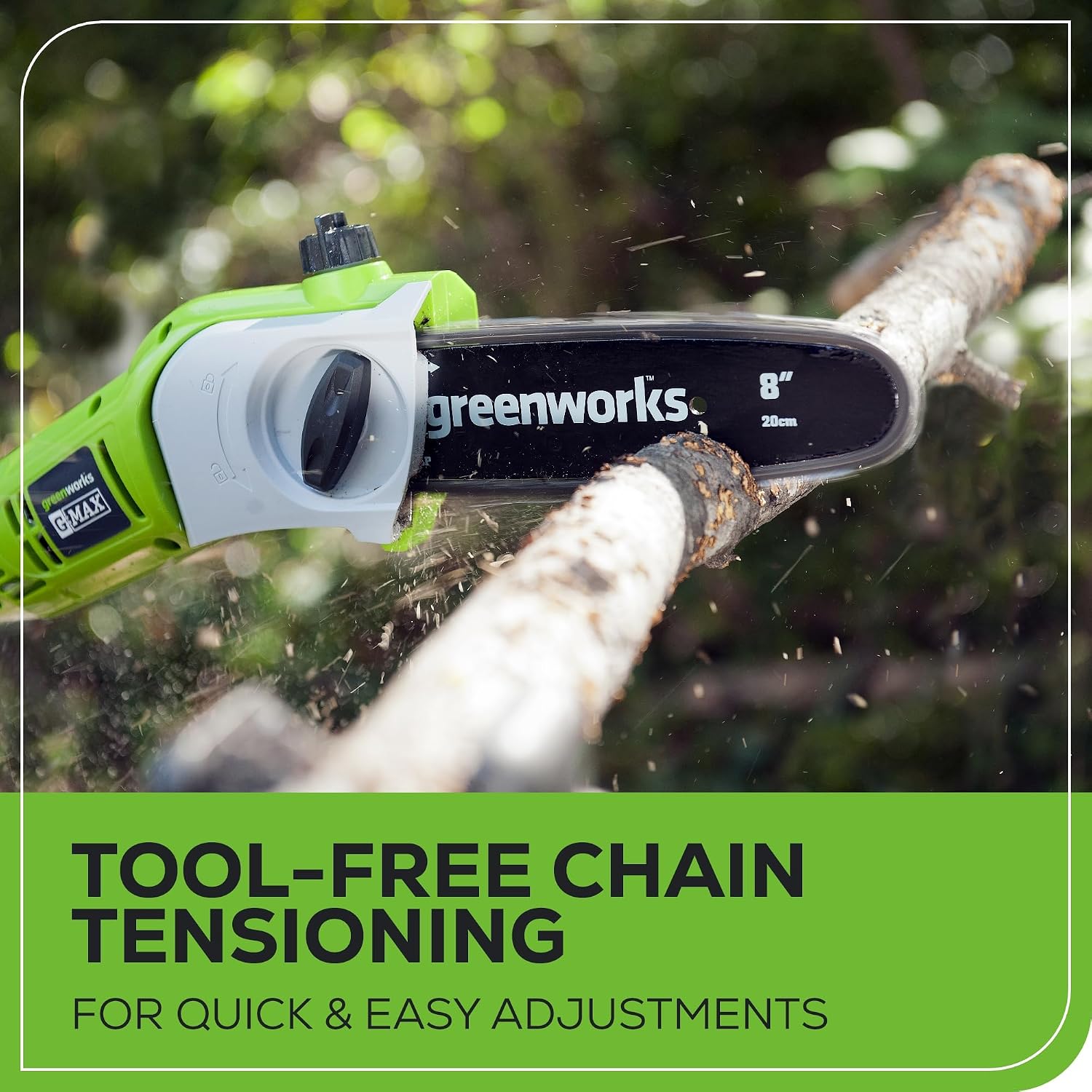 Greenworks 40V 8 in Pole Saw Hedge Trimmer Kit, 2.0 Ah Battery and Charger