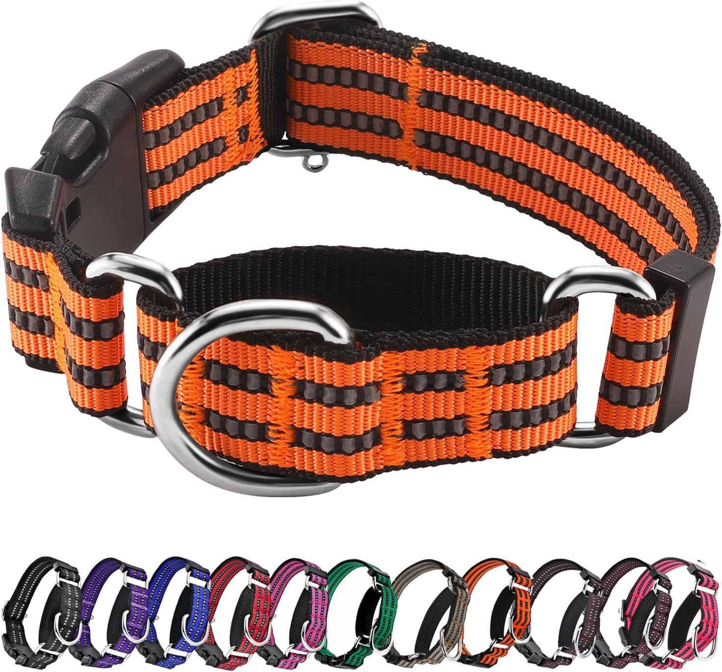Martingale Collar for Dogs,Reflective Escape Proof,Orange,L