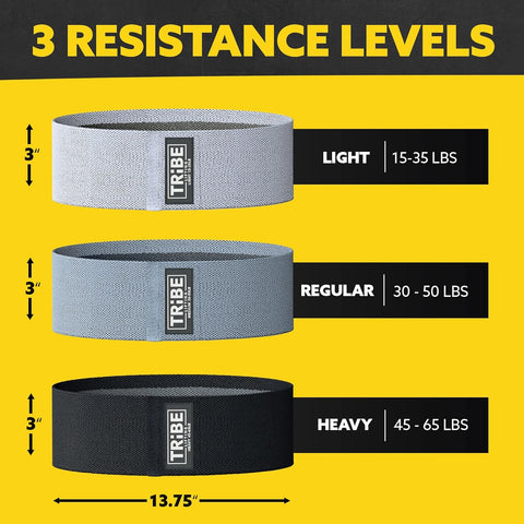 Fabric Resistance Bands for Working Out, 3-Pack for Legs and Glutes