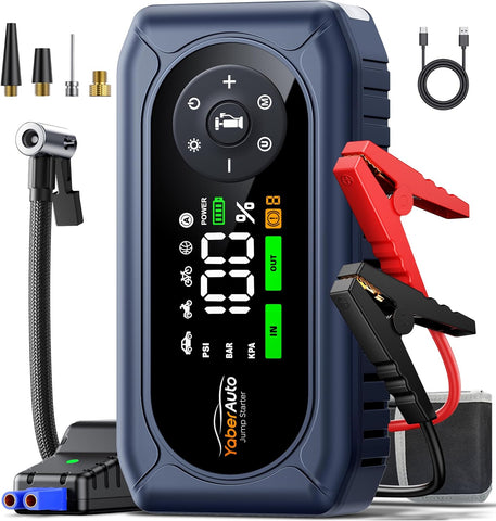 YaberAuto 5000A Car Jump Starter with Air Compressor, 150PSI Tire Inflator