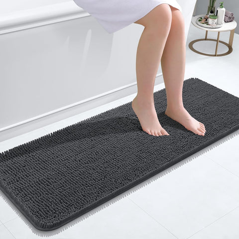 OLANLY Bathroom Runner Rugs 47x17, Extra Soft Absorbent Chenille Bath Rugs