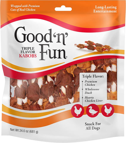 Good 'n' Fun Kabobs Long-Lasting Dog Treat Made With Real Protein, 24 oz