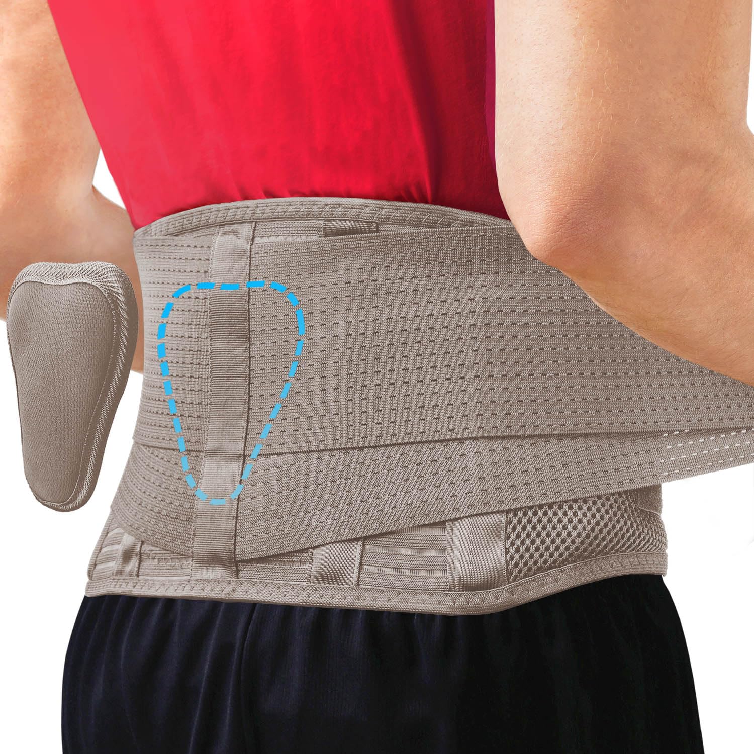 Sparthos Back Brace for Women & Men, Sciatica, Lower Back Pain - Taupe-S