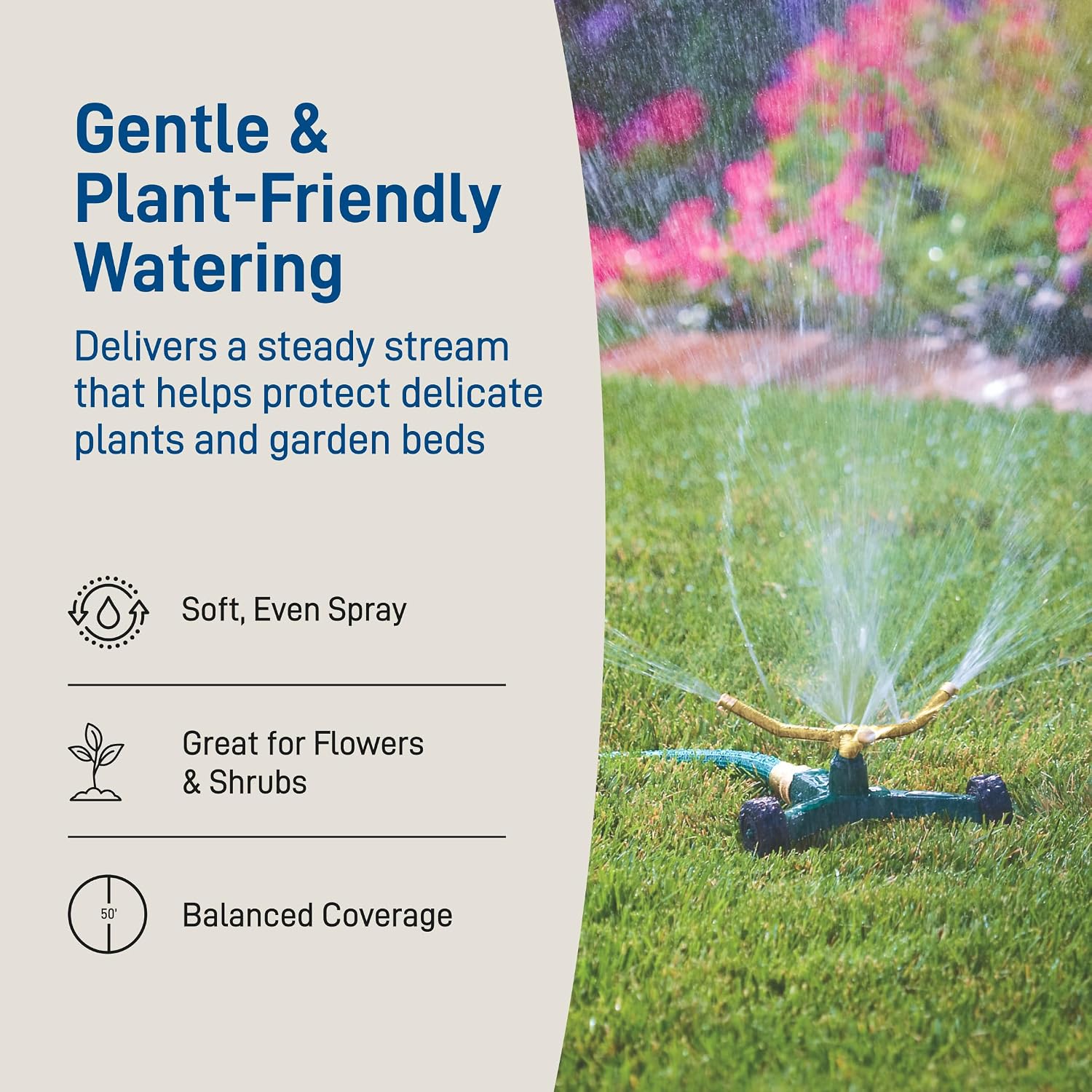 Orbit 58257N Lawn and Garden 3-Arm Metal Sprinkler with Wheel Base