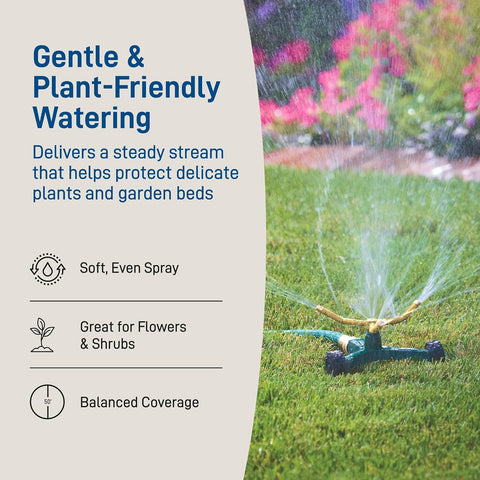 Orbit 58257N Lawn and Garden 3-Arm Metal Sprinkler with Wheel Base