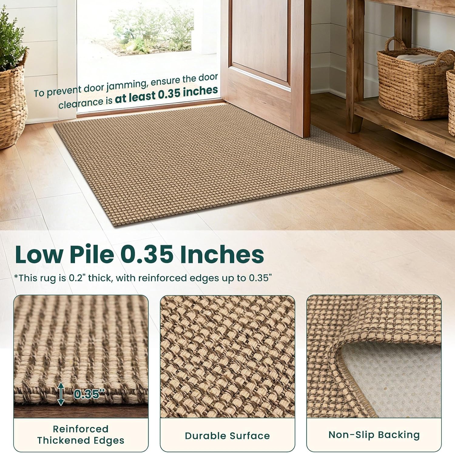 KOZYFLY Boho 2.5'x12' Runners Rugs for Hallway, Long Washable Runner Rug, Woven Non Slip Kitchen Runner, Braided Entryway Rug, Floor Carpet for Entry, Aisle, Hall, Orange Beige/Tan/Brown