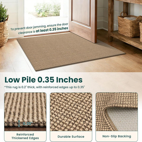 KOZYFLY Boho 2.5'x12' Runners Rugs for Hallway, Long Washable Runner Rug, Woven Non Slip Kitchen Runner, Braided Entryway Rug, Floor Carpet for Entry, Aisle, Hall, Orange Beige/Tan/Brown
