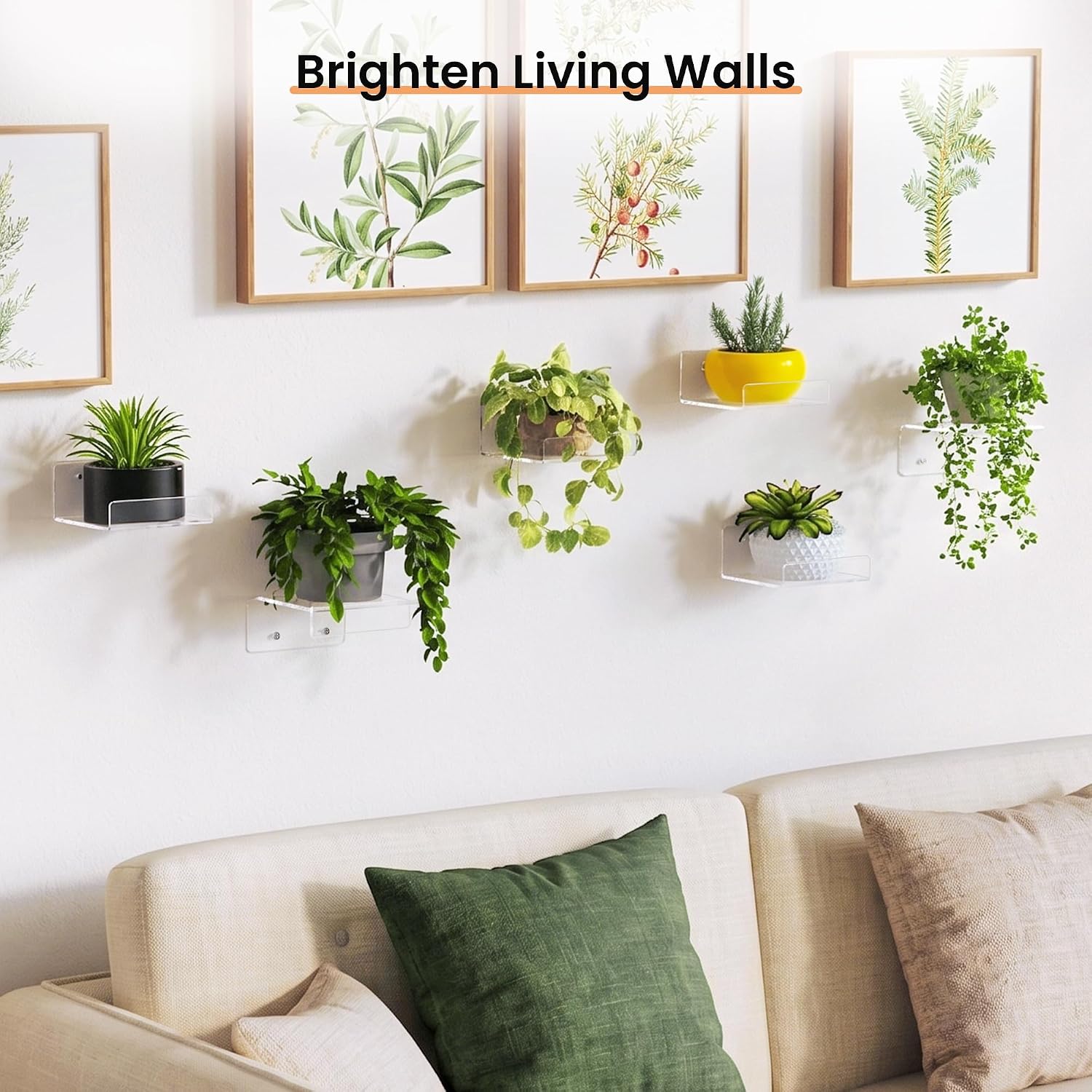 upsimples 4" Acrylic Shelves, Small Shelf for Wall Decor and Display, 4 Pcs