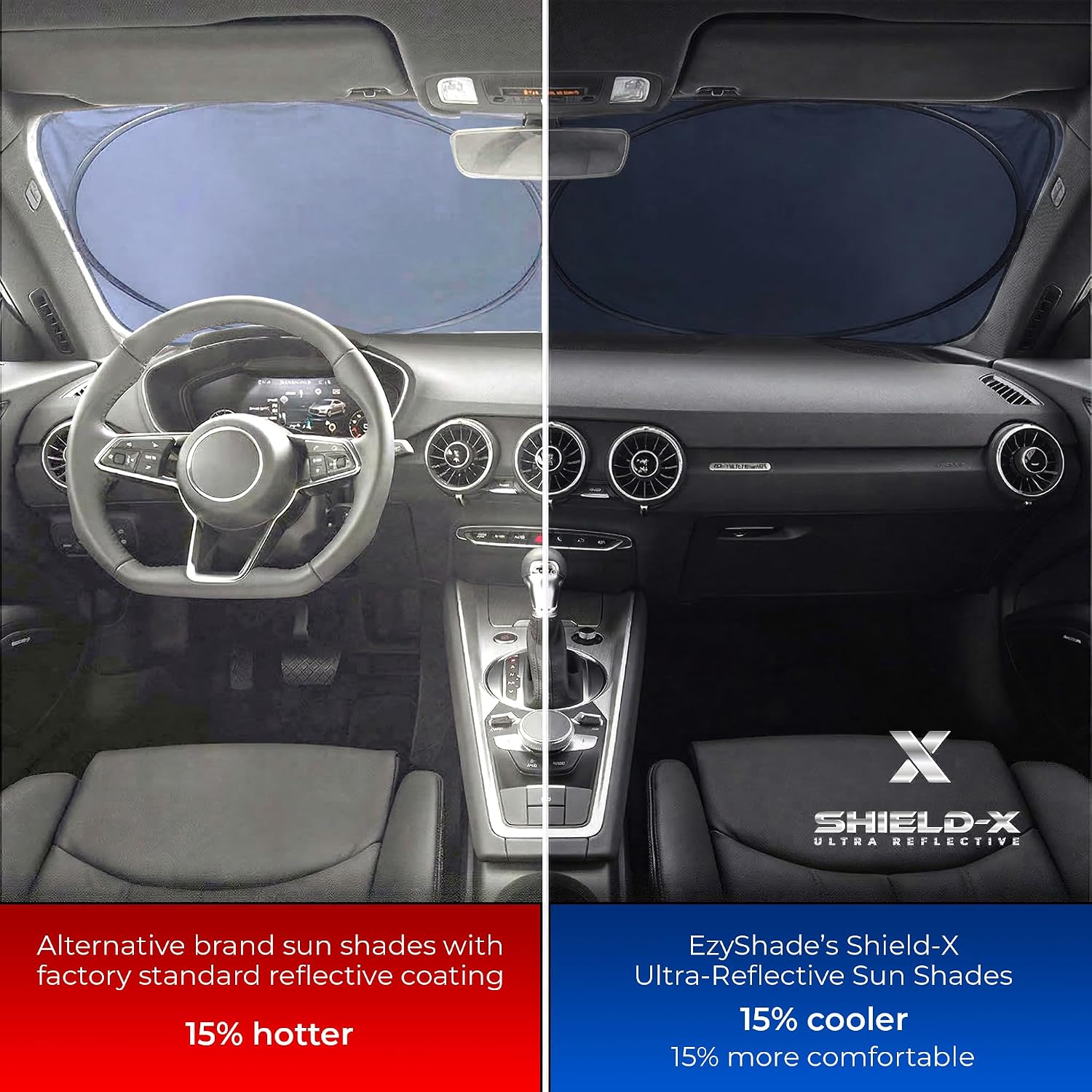 EzyShade Car Windshield Sun Shade. See Vehicle Size-Chart. Medium (M) Size