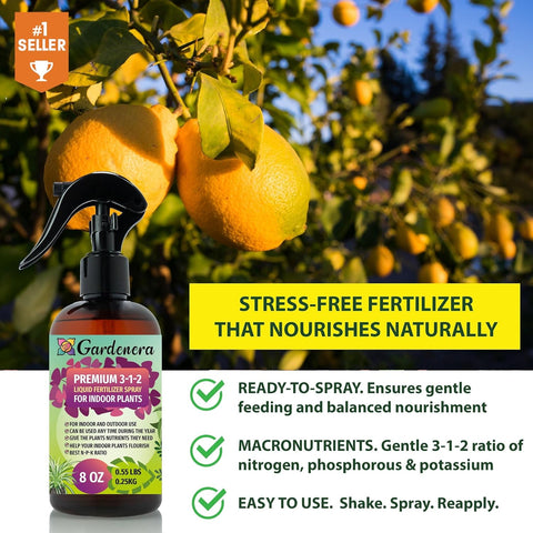 Gardenera Professional Tomato Spray Fertilizer Mist for Home Gardening | 3-1-2 Gentle Blend Mist for Healthy Leaves & Growth | Essential Nutrients for Tomatoes - 8oz