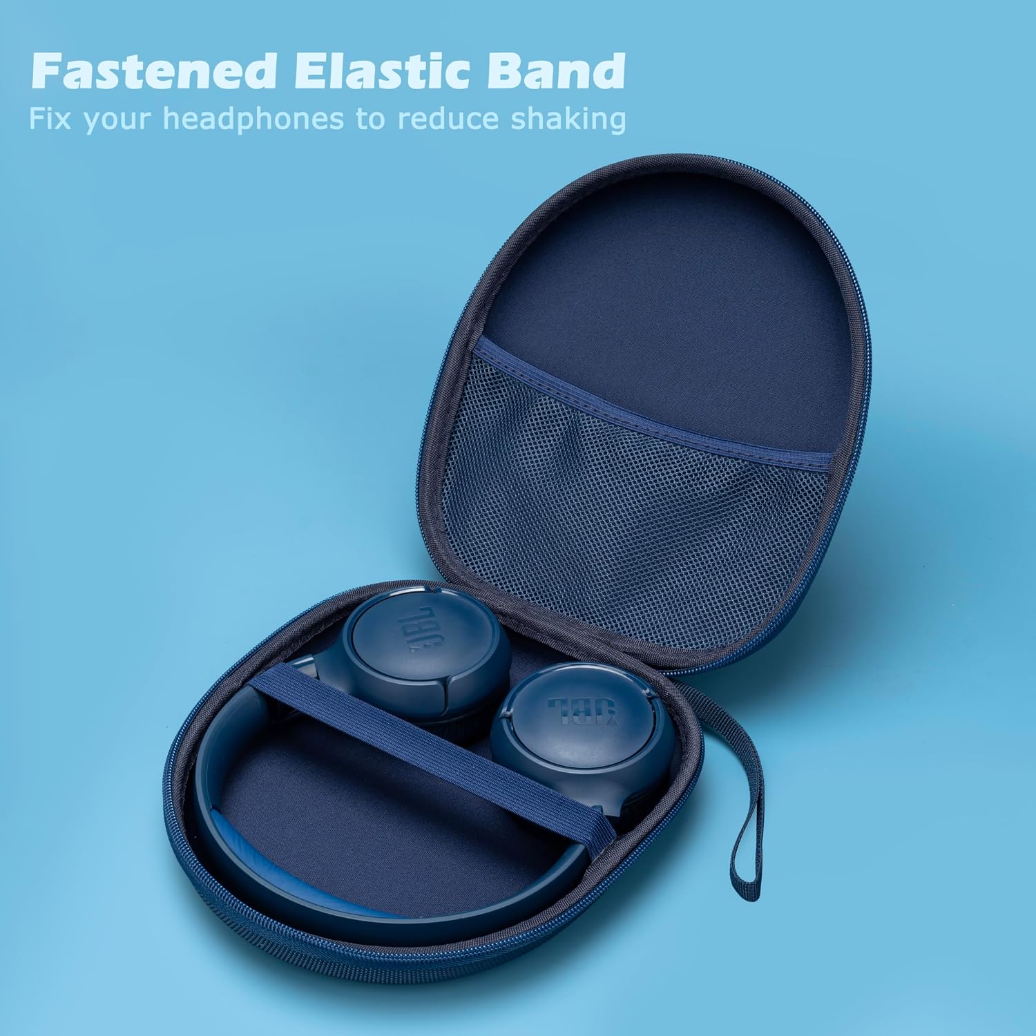 Ginsco Universal Headphone Case Compatible with JBL Tune 510BT 720BT, Sony WH-CH 720N/WH-CH520, with Sony/JBL/Soundcore Q20 Q30/BERIBES/TOZO/KVIDIO etc Wireless Headphones Navy Blue