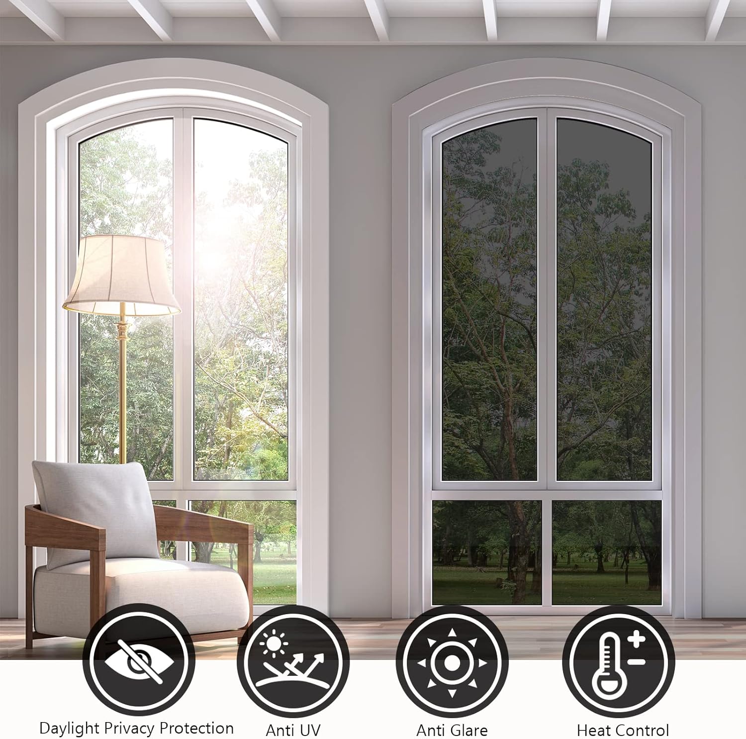 KESPEN Window Privacy Film One Way Static Cling Tint, Black, 17.5InX6.5Ft