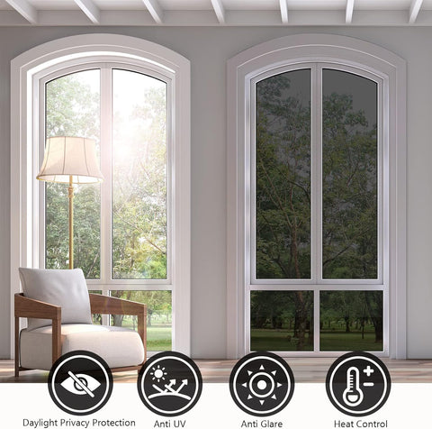 KESPEN Window Privacy Film One Way Static Cling Tint, Black, 17.5InX6.5Ft