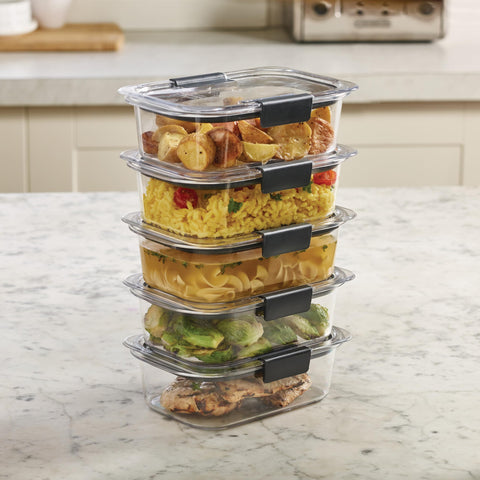 Rubbermaid Brilliance Food Storage Containers, BPA Free, Airtight Lids, Ideal for Lunch, Meal Prep & Leftovers, Set of 5 (3.2 Cup)