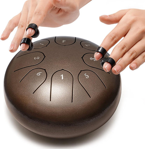 Steel Tongue Drum 6 Inch 8 Notes Musical Instrument, Rain Drum Style Gift