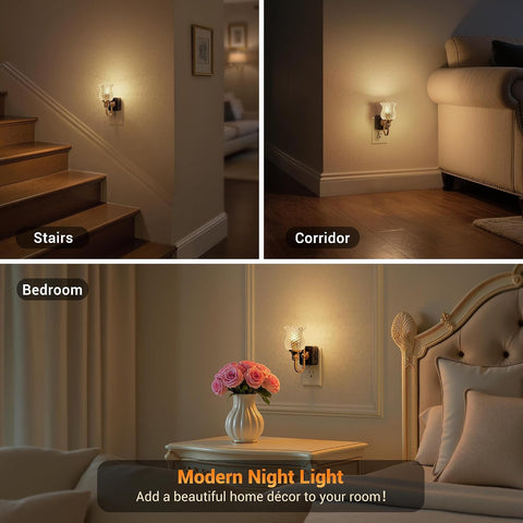 JandCase Night Light, Glass Night Lights Plug into Wall Dimmable