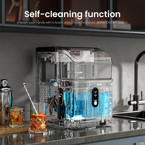 Kismile Nugget Ice Maker,33 Lbs/24H,Chewable Ice,Self-Cleaning,Steel