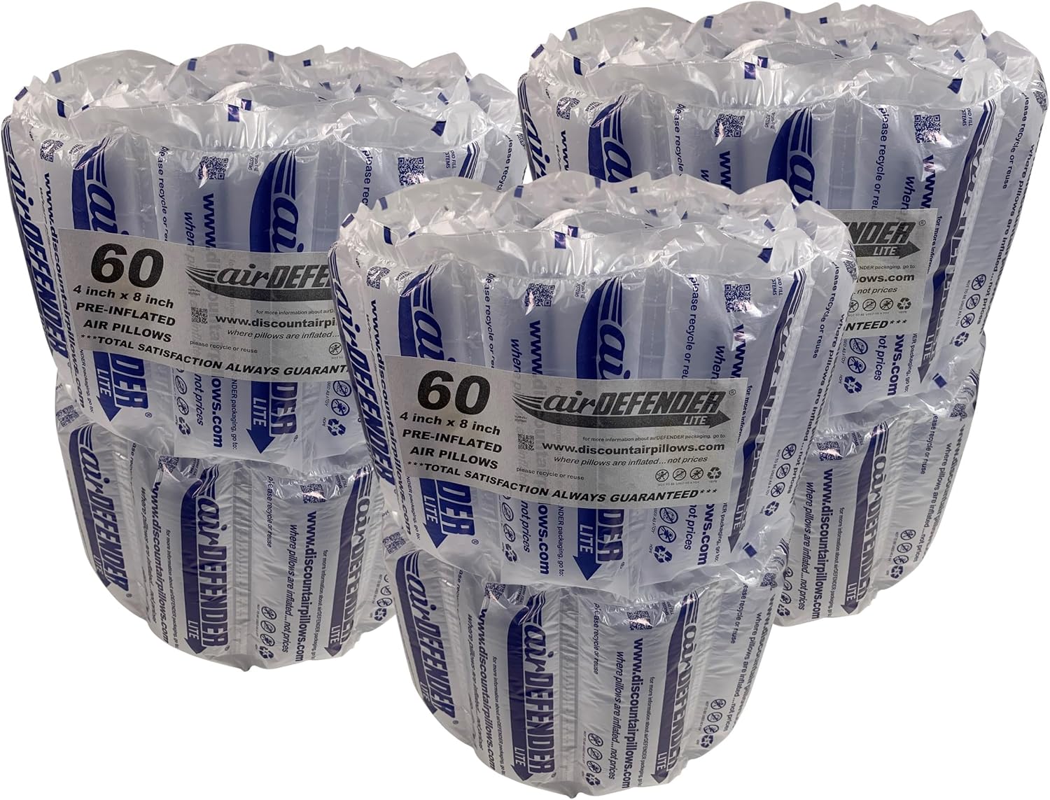 165 count 4x8 airDEFENDER air pillows 20 gallon 2.66 cubic feet void fill cushioning shipping packing package