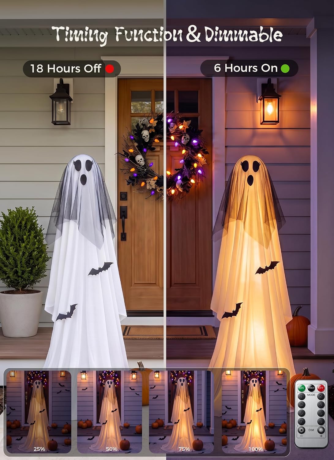 Minetom 2 Pack 5 FT Halloween Ghost Decorations Light Up Ghosts Outdoor