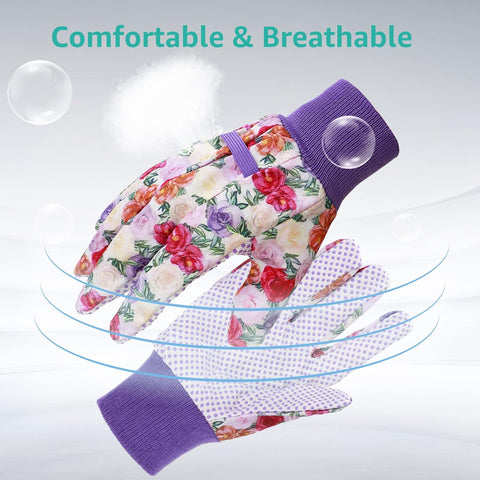 Garden Gloves for Women, Floral Gardening Gloves Ladies Soft Breathable Yard Work Glove Light Working Gloves