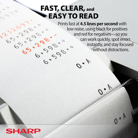 Sharp Heavy Duty Color Printing Calculator, White (EL-1197PIII)