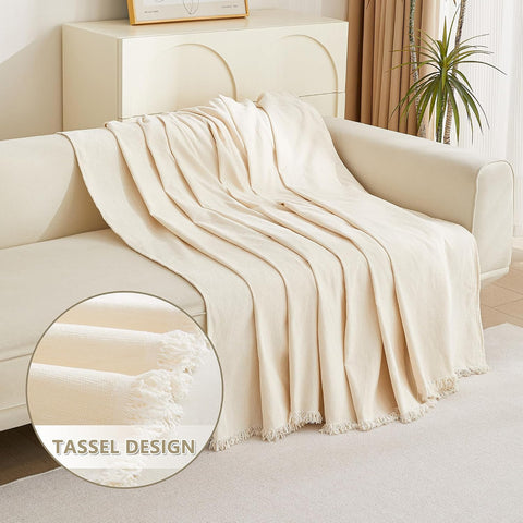 MYSKY HOME Couch Cover for Pets, Beige Couch Covers for 3 Cushion Couch Sofa, Couch Covers Sectional L Shape Chenille Couch Cushion Covers for Pets, Throw for Dogs, Kids, 71" X150"