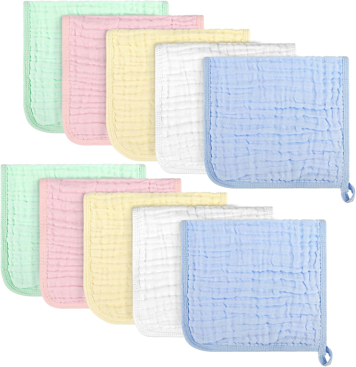 AIDEA Burp Cloths and Washcloths for Baby, Cotton Muslin Burp Cloths-10PK