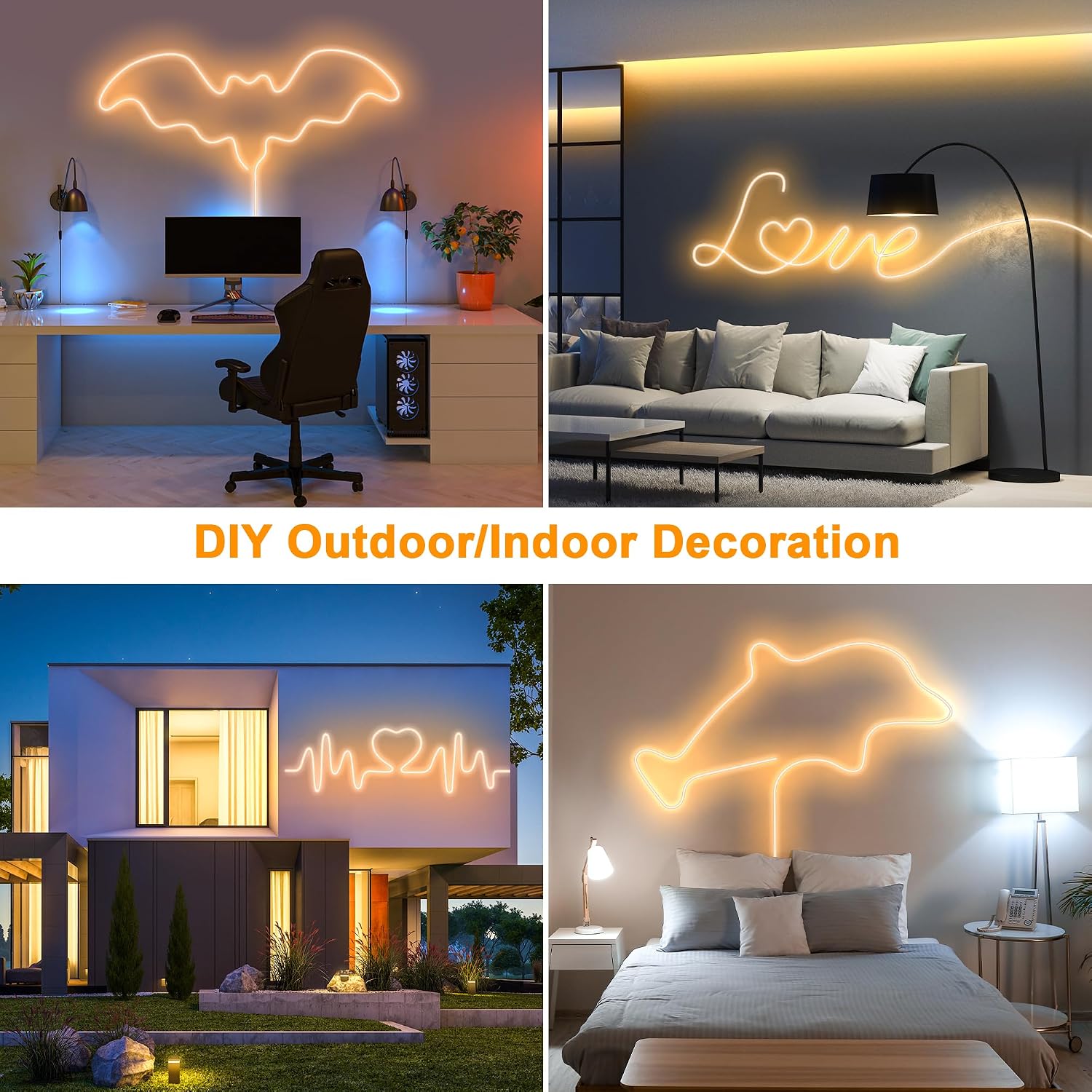 Cozylady RGB Neon Light LED Rope Light (1M/3.28Ft-USB-Warm White)