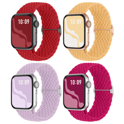 Braided Stretchy Solo Loop Compatible for Apple Watch Band 38mm 40mm 41mm 42mm 44mm 45mm 46mm 49mm for Women Men, Nylon Elastic Straps Wristbands for iWatch Series 10 9 8 7 6 SE 5 4 3 2 Ultra Ultra 2