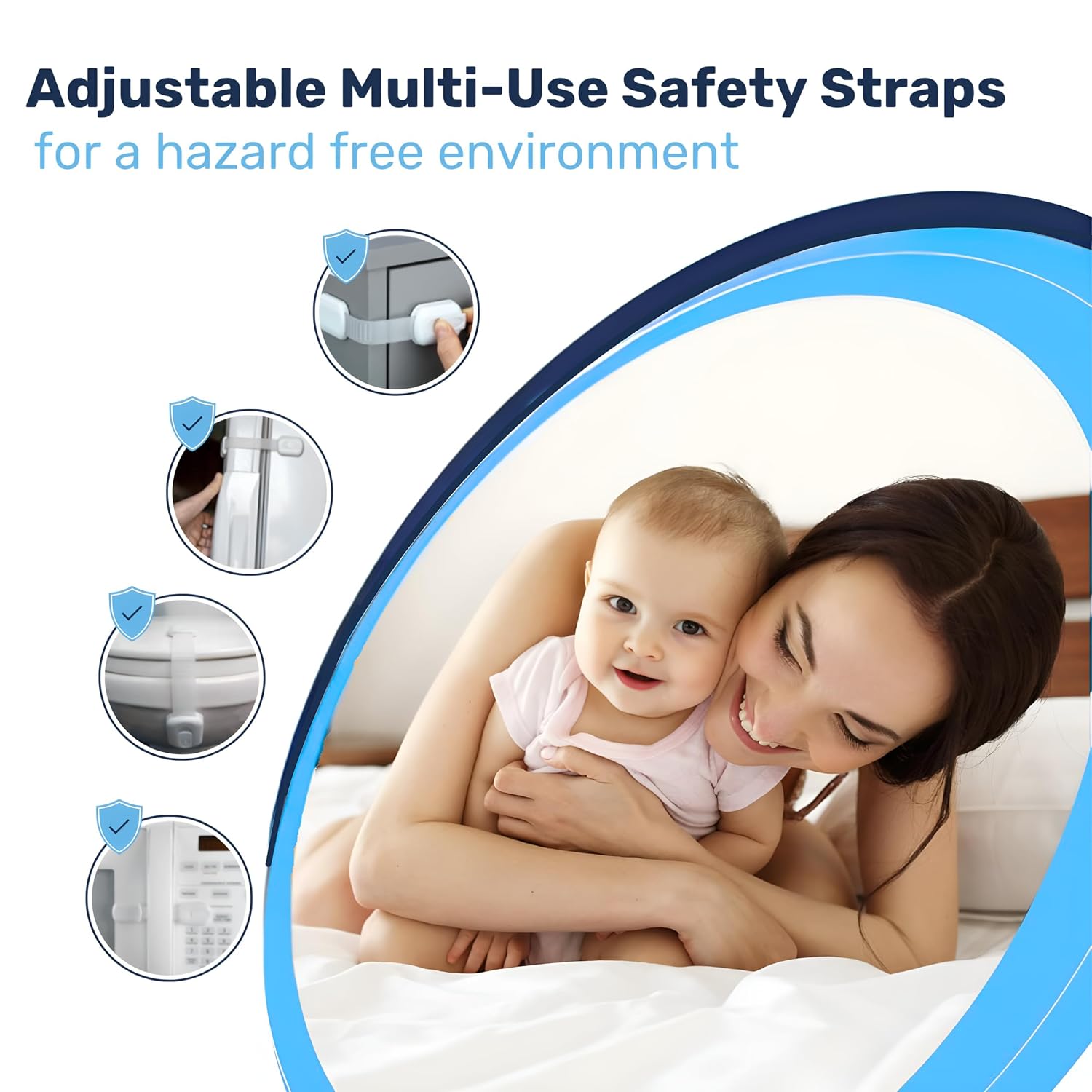 Baby Proof Me RV Fridge Lock & Child Safety Cabinet Latch, White, 6-Count