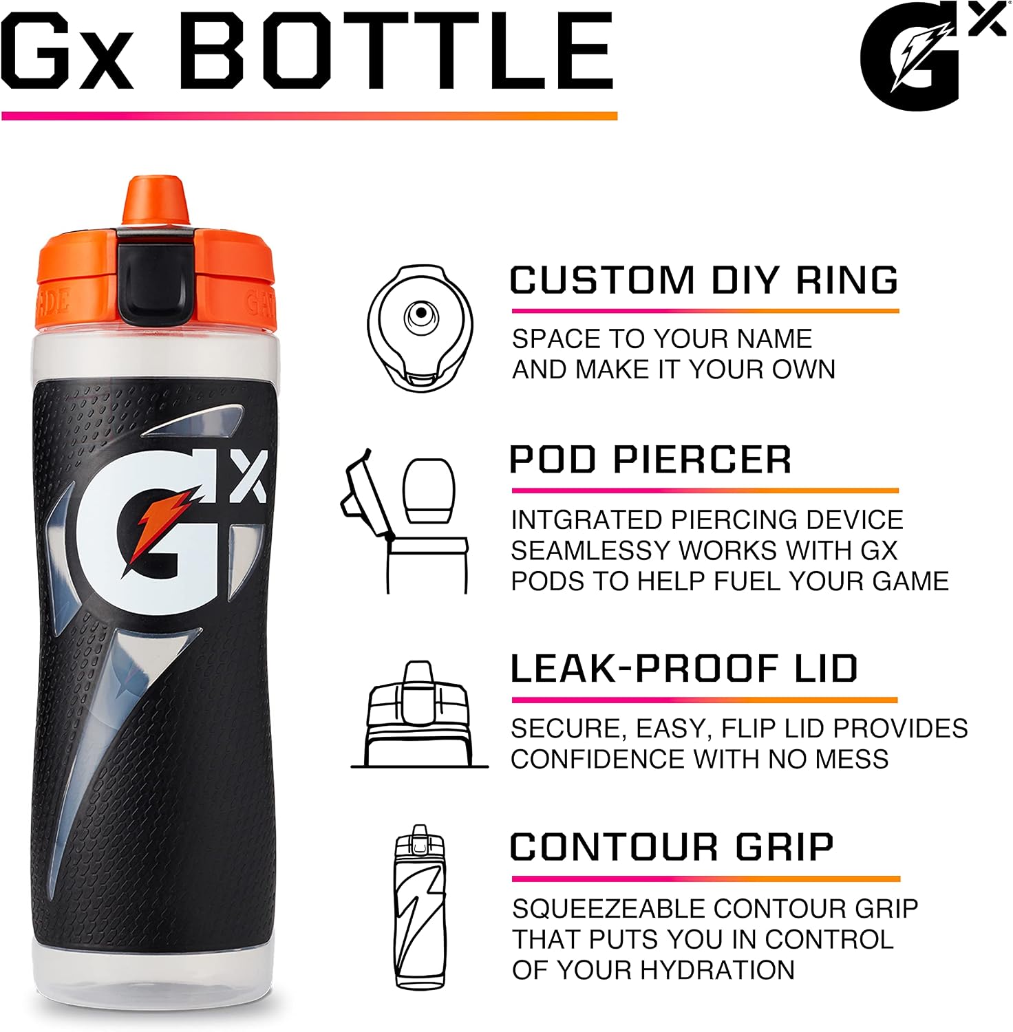 Gatorade Gx Plastic Squeeze Bottle, White, 30oz